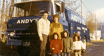 This is a family of people including a mother and father and a few children standing in front of a bus. This gives the feeling of family oriented business and trustworthy petroleum products. Petro Marine started as Andy's and services all types fuel needs